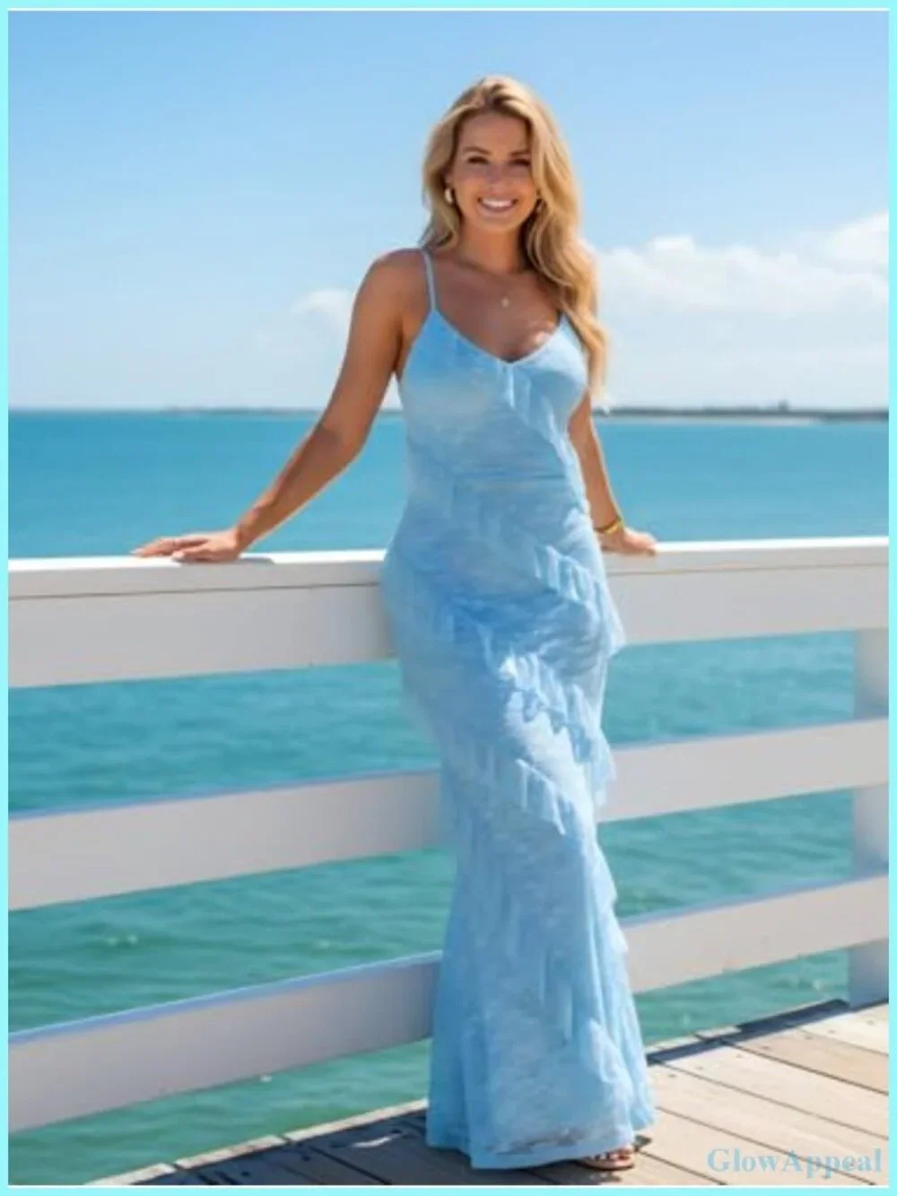 V Neck Floral Lace Bodycon Maxi Dress Ruffle Party